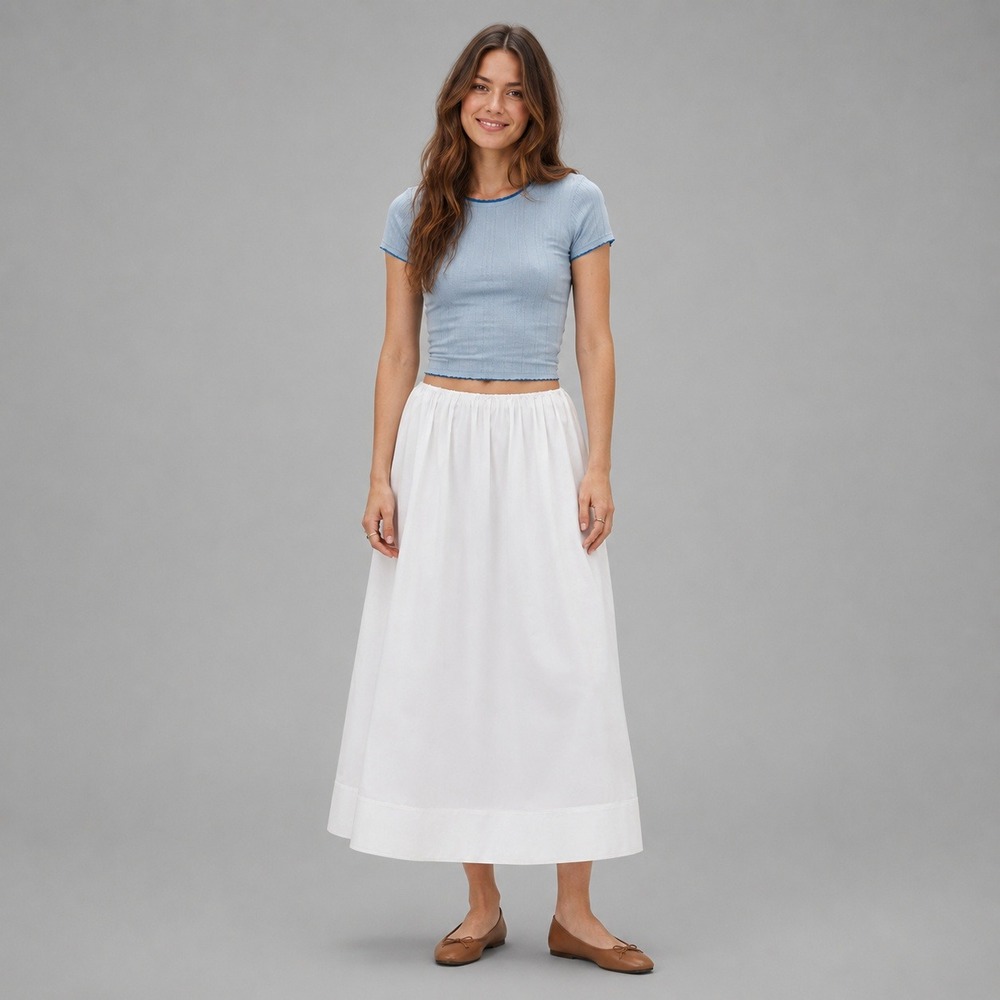 J.Crew Skirt XS Tall White Cotton Poplin Elastic Waist Pockets Pull On XST NWT